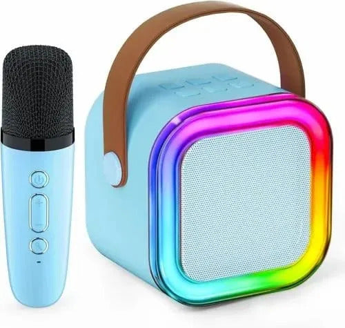 Mini K12 Wireless Dual Microphone With LED Lights Stereo Sound Speaker Portable Singing Speaker For Home Party No Ratings