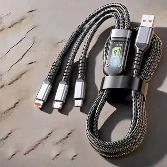 Fast Charging Cable Multi Charger Cable Nylon Braided Multiple USB Universal 3 in 1 Charging Cord Adapter with Type-C Micro