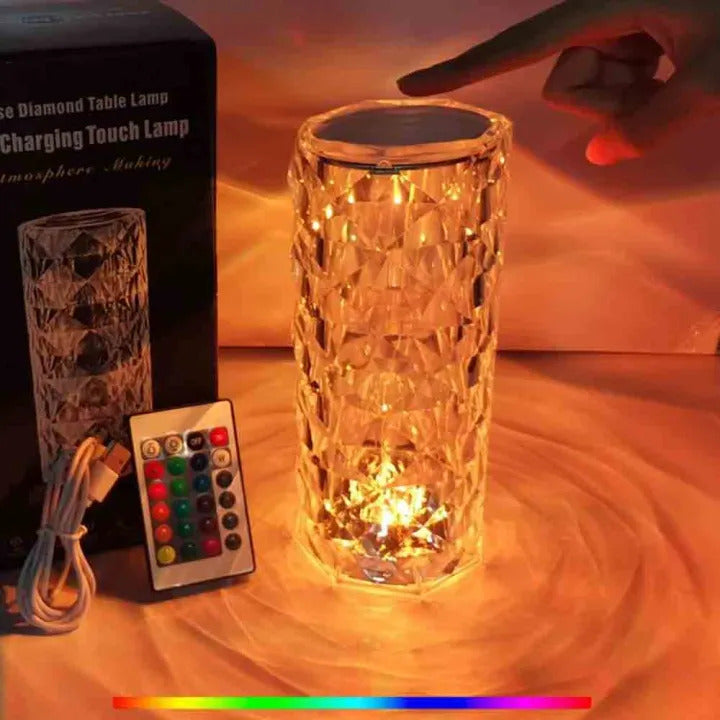 Crystal Lamp, Rose Light Diamond Lamp 16 Colors Changing with Remote Control | USB Charging Touch Control Sensor Lamp