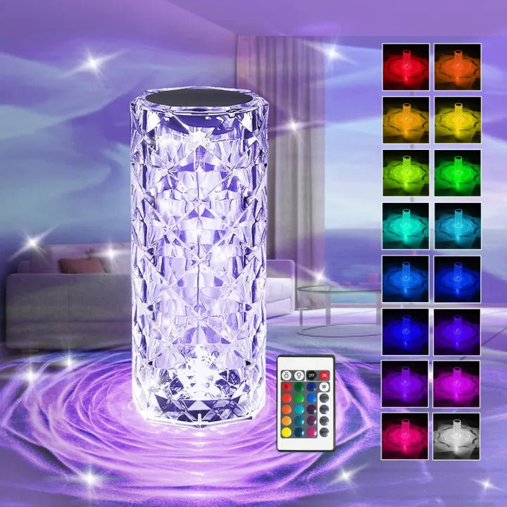 Crystal Lamp, Rose Light Diamond Lamp 16 Colors Changing with Remote Control | USB Charging Touch Control Sensor Lamp
