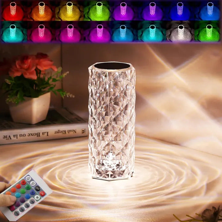 Crystal Lamp, Rose Light Diamond Lamp 16 Colors Changing with Remote Control | USB Charging Touch Control Sensor Lamp