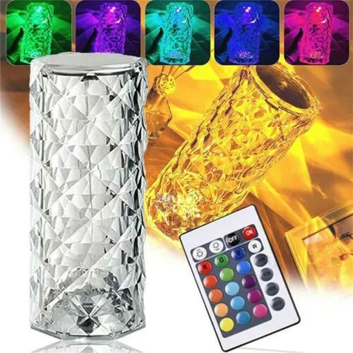 Crystal Lamp, Rose Light Diamond Lamp 16 Colors Changing with Remote Control | USB Charging Touch Control Sensor Lamp