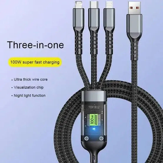 Fast Charging Cable Multi Charger Cable Nylon Braided Multiple USB Universal 3 in 1 Charging Cord Adapter with Type-C Micro