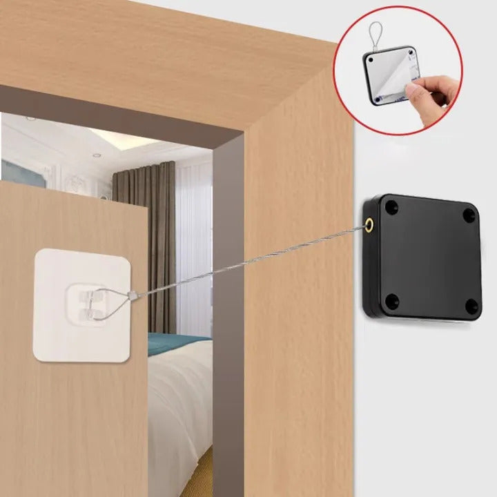 Automatic Pull Cord Door Closer Punch-free Automatically Close for Sliding Door Glass Door Sensor Closer