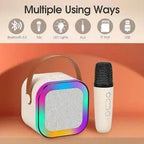 Mini K12 Wireless Dual Microphone With LED Lights Stereo Sound Speaker Portable Singing Speaker For Home Party No Ratings