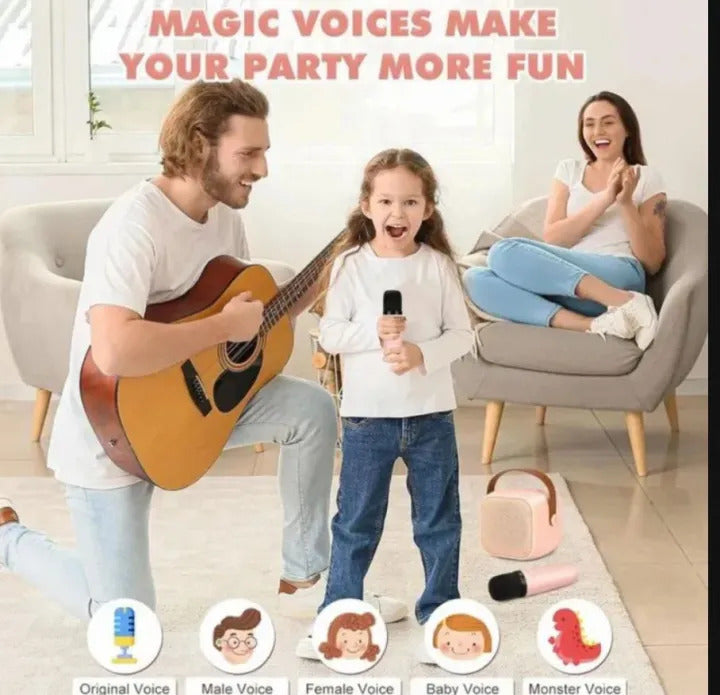 Mini K12 Wireless Dual Microphone With LED Lights Stereo Sound Speaker Portable Singing Speaker For Home Party No Ratings