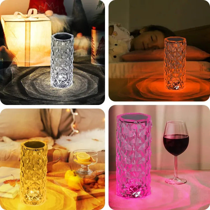 Crystal Lamp, Rose Light Diamond Lamp 16 Colors Changing with Remote Control | USB Charging Touch Control Sensor Lamp