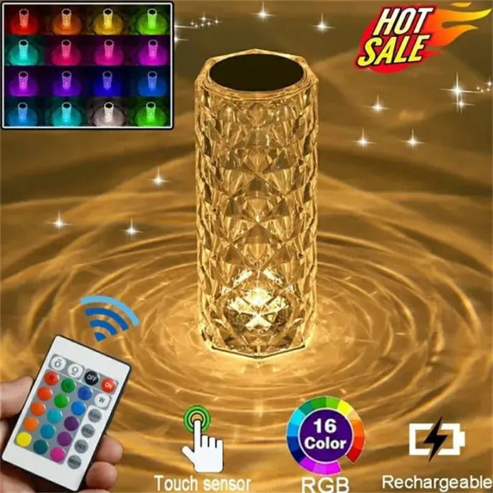 Crystal Lamp, Rose Light Diamond Lamp 16 Colors Changing with Remote Control | USB Charging Touch Control Sensor Lamp